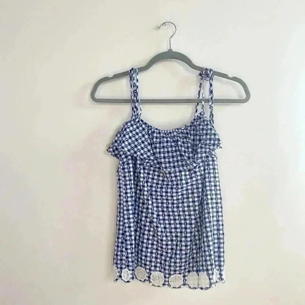 J.crew gingham eyelet blouse 2‎